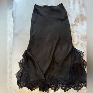 Commense Black Skirt Lace Slits